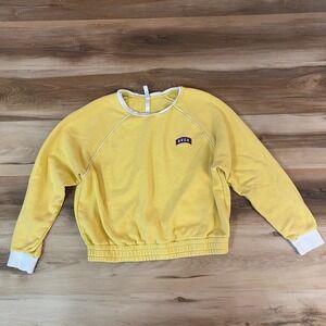 RVCA Sweatshirt Womens Medium Yellow Crew Neck Long Sleeve Pullover